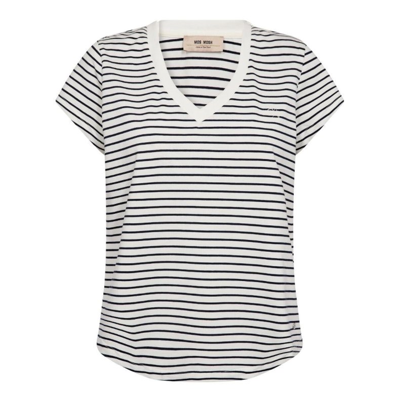 Kala v-ss stripe tee Mos Mosh, salute navy