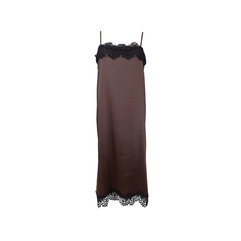 Evie lace strap dress Black Colour, coffee