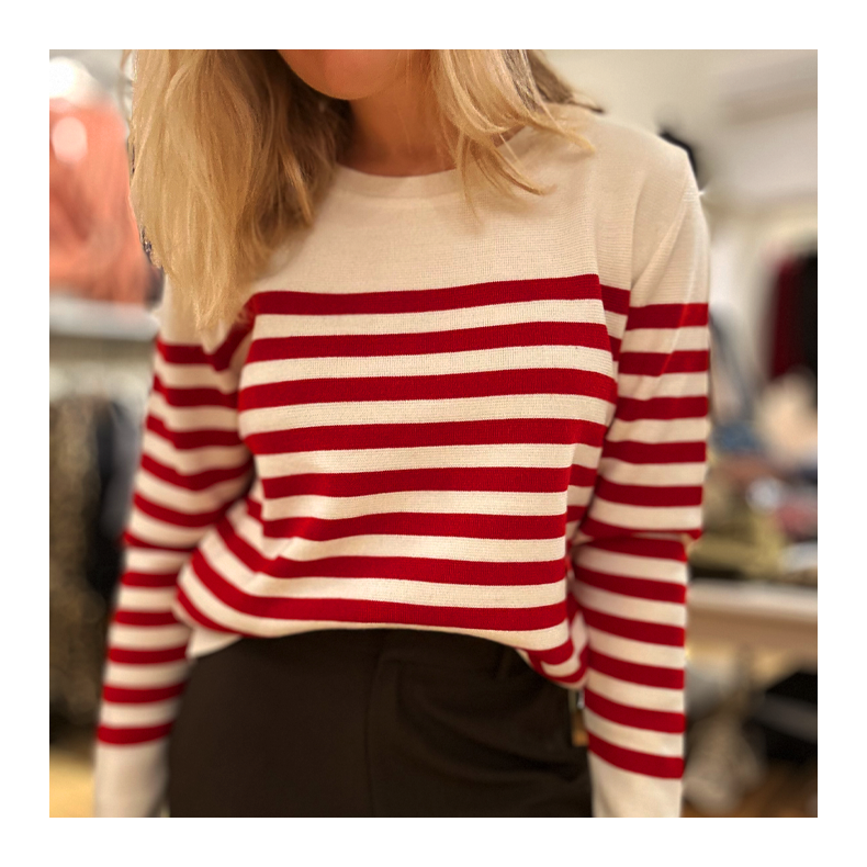 Sadie blouse Sibin Linnebjerg, offwhite/red