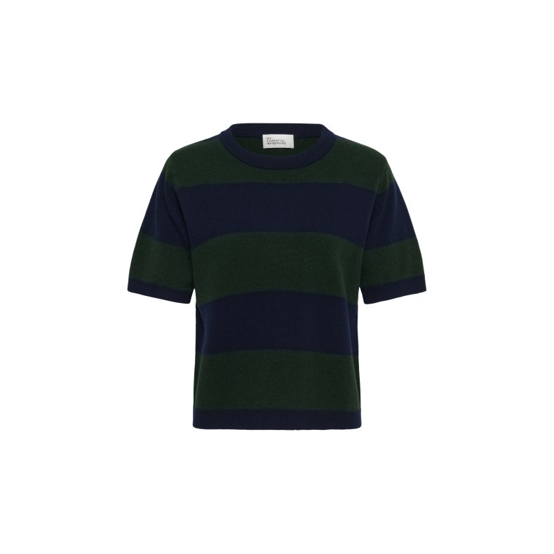 Jola ss knit pullover My Essential Wardrobe, bison w. black stripe