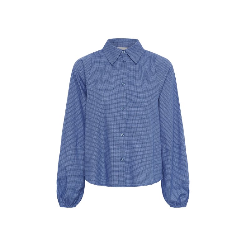 Ilse balloon sleeve shirt My Essential Wardrobe, clear blue check