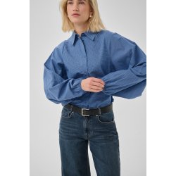 Ilse balloon sleeve shirt My Essential Wardrobe, clear blue check
