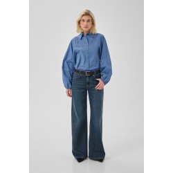 Ilse balloon sleeve shirt My Essential Wardrobe, clear blue check