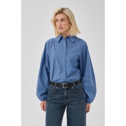 Ilse balloon sleeve shirt My Essential Wardrobe, clear blue check