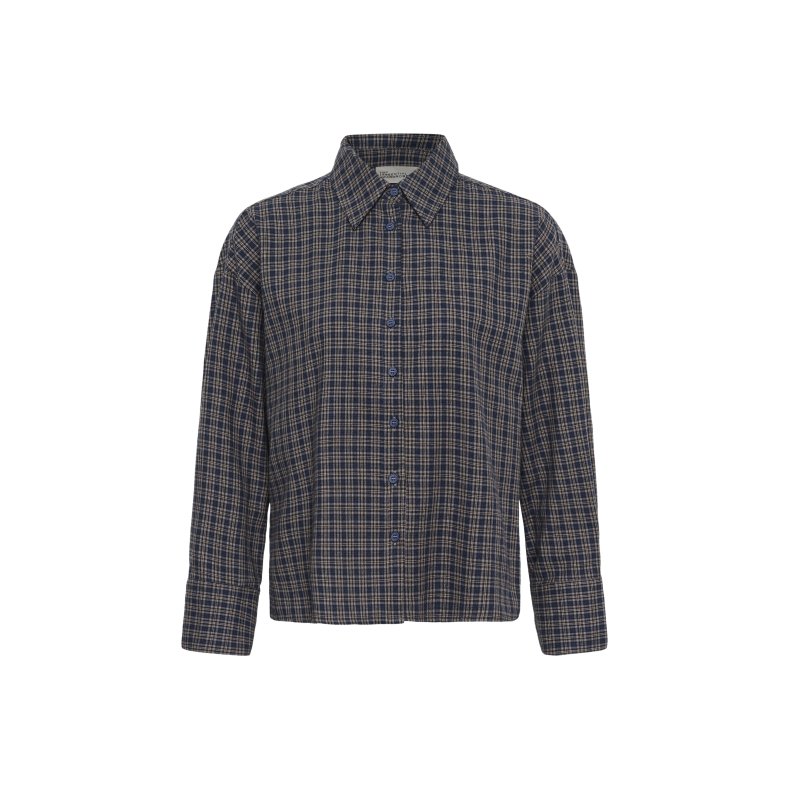 Lennie boxy check shirt My Essential Wardrobe, dark sapphire blue