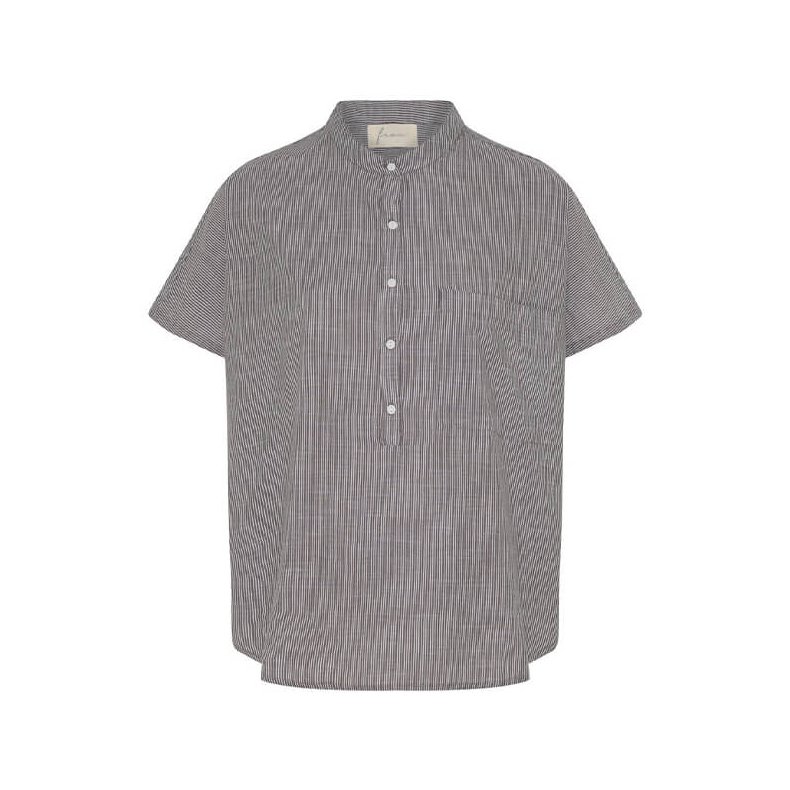 Colombo ss top Frau, coffee quartz stripe