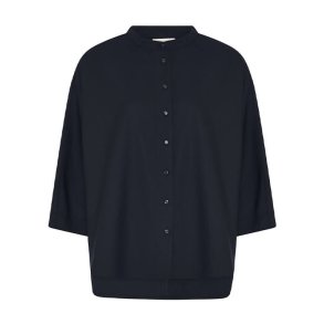 Seoul short wool shirt Frau, dark navy