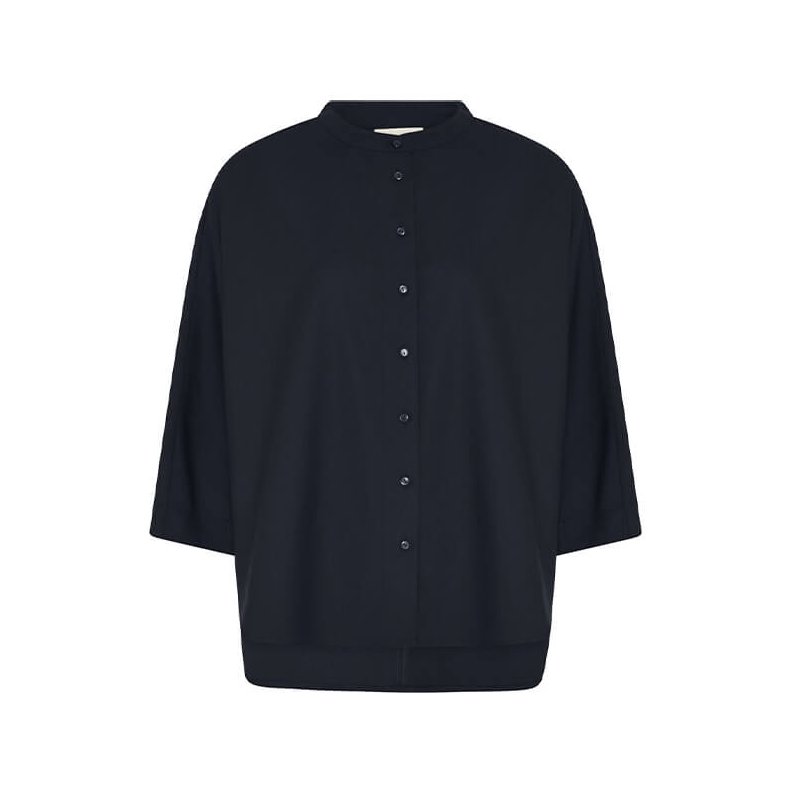 Seoul short wool shirt Frau, dark navy