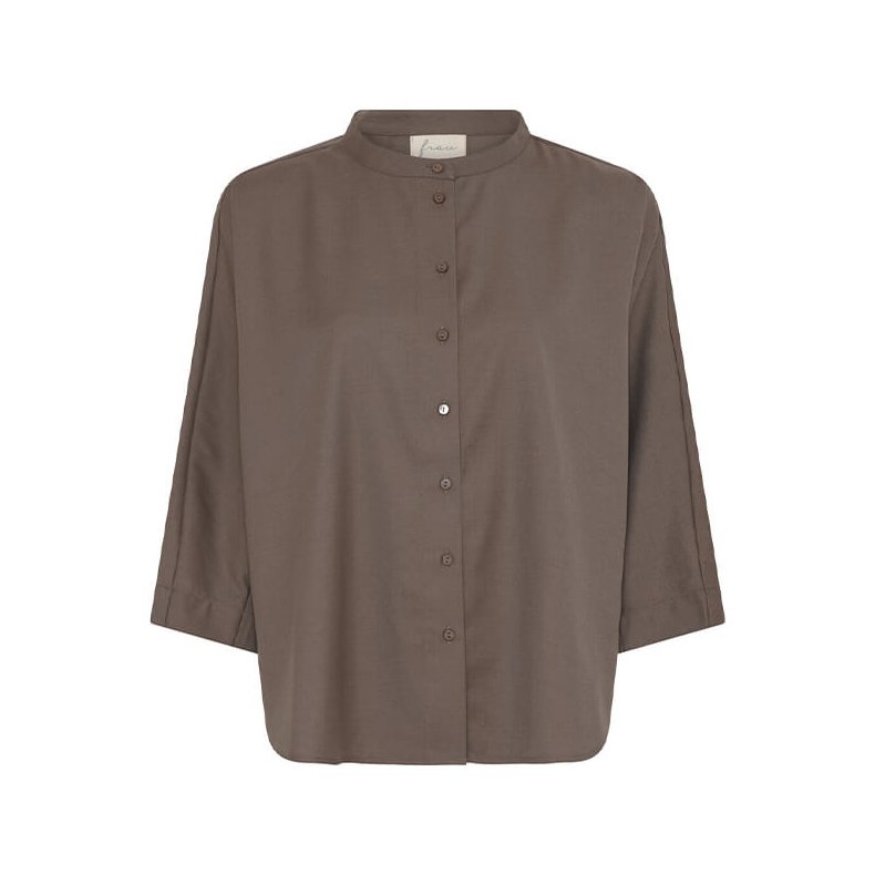 Seoul short wool shirt Frau, walnut