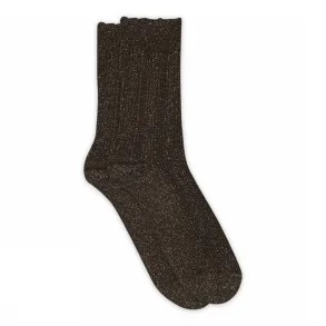 Julia glitter socks MP Denmark, dark brown