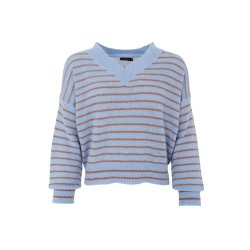 Bcdell striped v-neck jumper Black Colour, L.t.blue