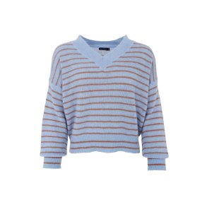 Bcdell striped v-neck jumper Black Colour, L.t.blue