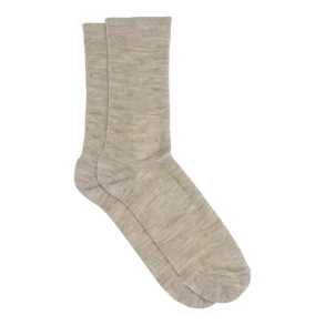 Fine wool rib socks MP Denmark, light brown melange