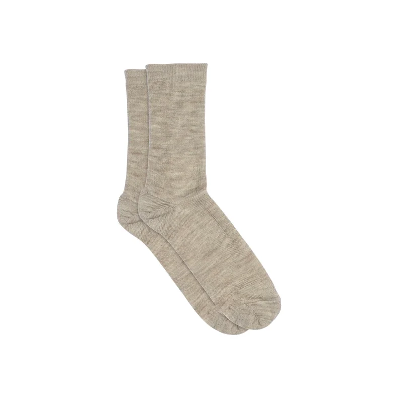 Fine wool rib socks MP Denmark, light brown melange