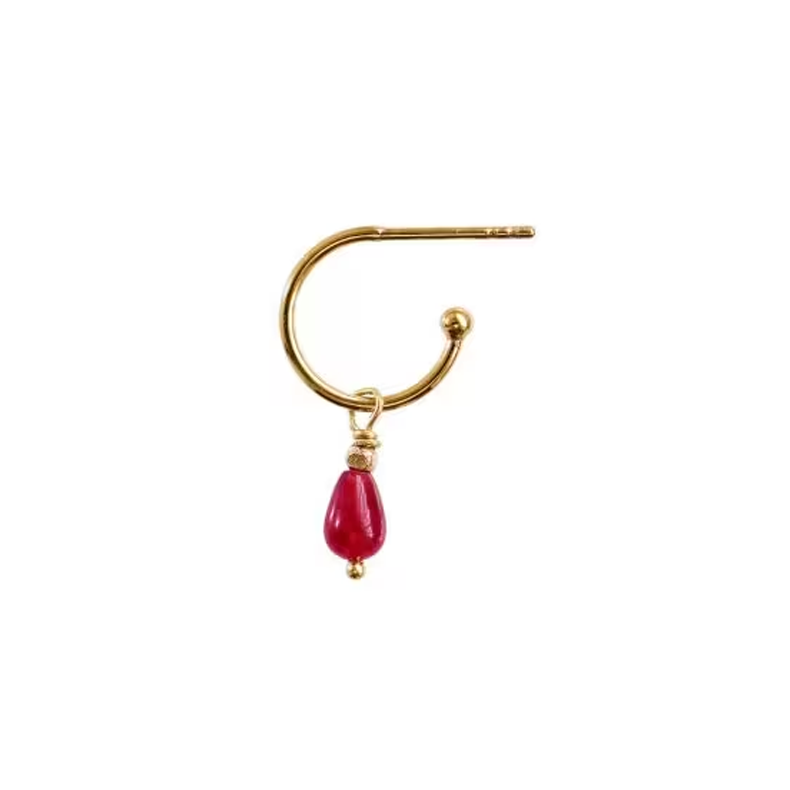 Love drop single creol earring Stine A, gold