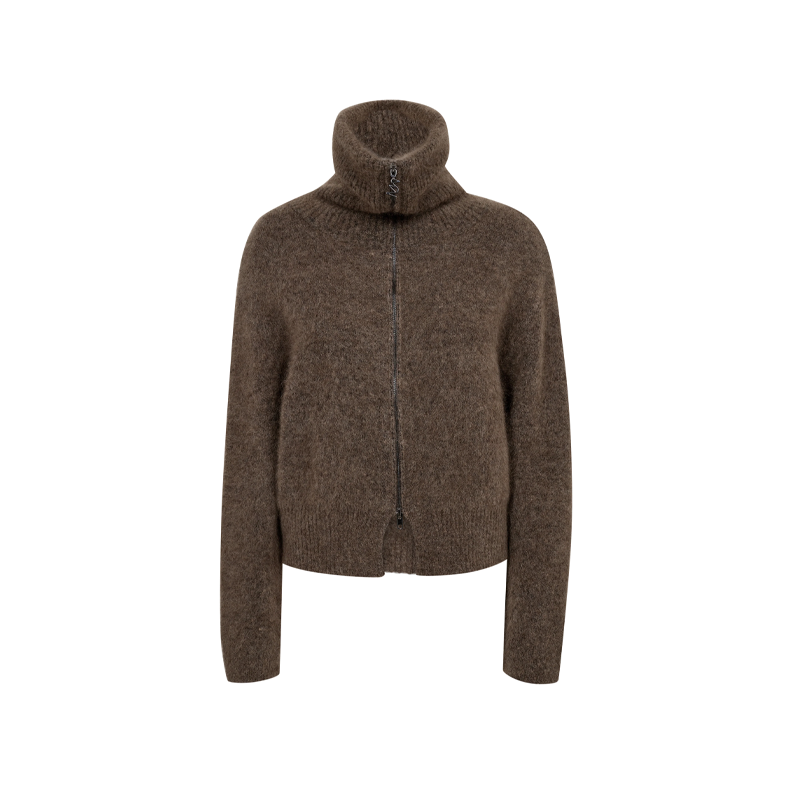 Hulda knit zip cardigan Mos Mosh, bracken