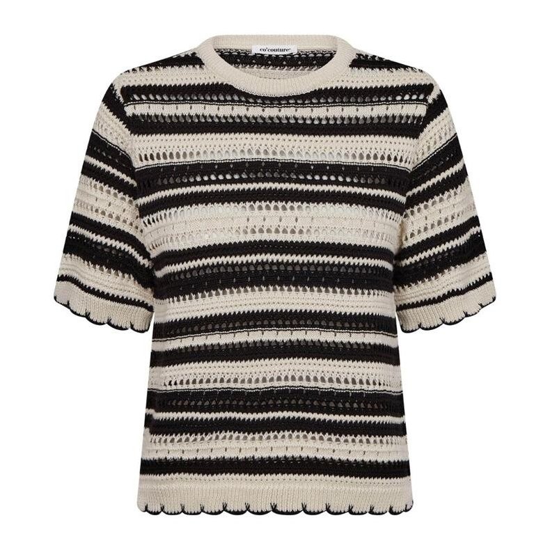 Odette stripe SS O-knit Co'Couture, offwhite/black