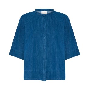Abu Dhabi 3/4 short denim top Frau, clear blue denim
