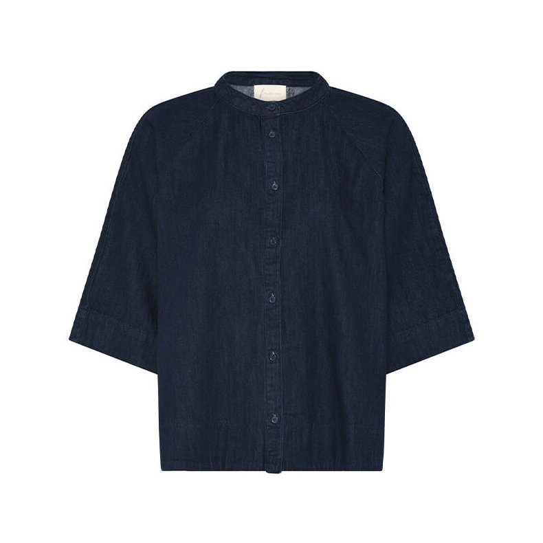 Abu Dhabi 3/4 short denim top Frau, dark blue denim