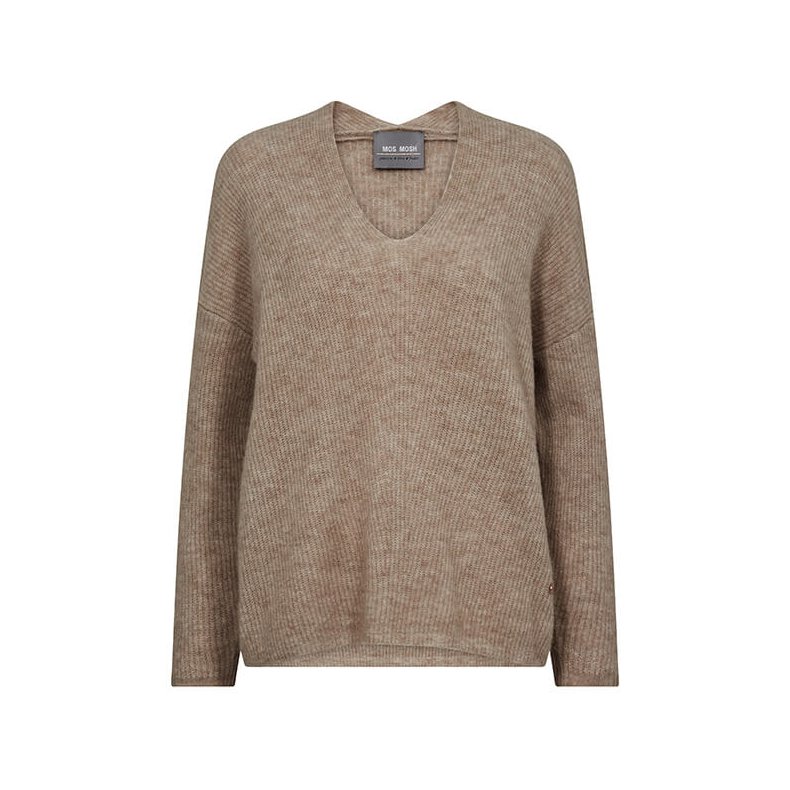 Thora V-neck knit Mos Mosh, roasted cashew