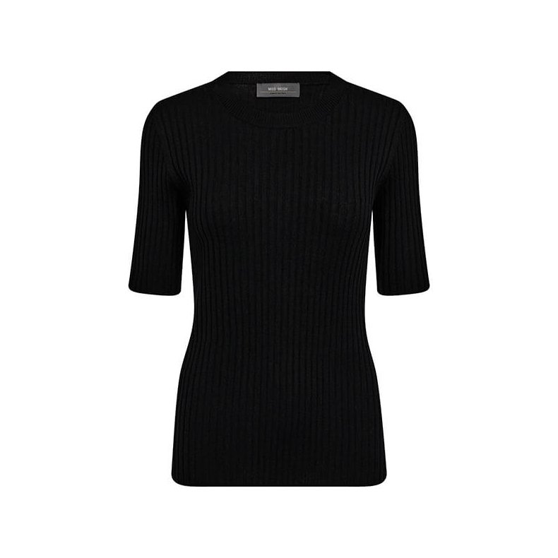 Relena rib SS crew neck knit Mos Mosh, black