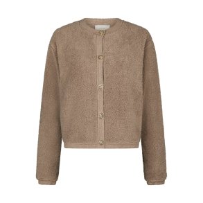 Limo Fluffy knit cardigan Neo Noir, dark sand