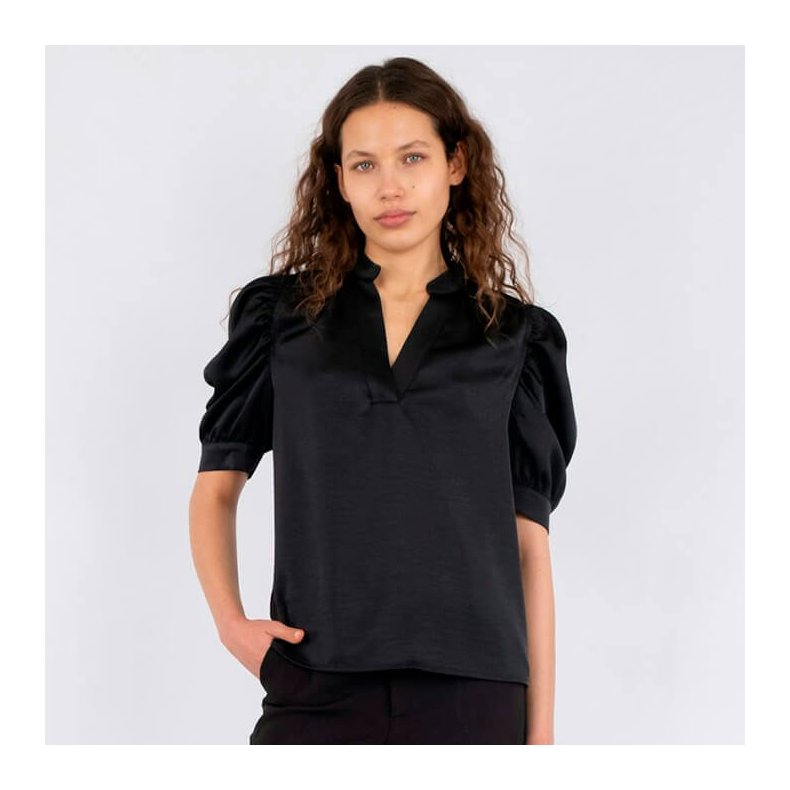 Roella heavy sateen blouse Neo Noir, black