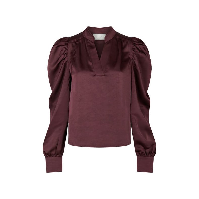 Rosslyn heavy sateen blouse Neo Noir, burgundy