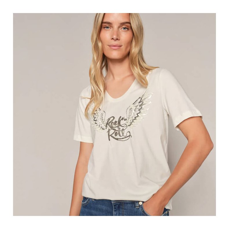 Faye O-SS tee Mos Mosh, ecru