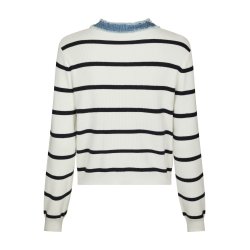 Zelma stripe denim cardigan Neo Noir, off white