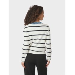 Zelma stripe denim cardigan Neo Noir, off white