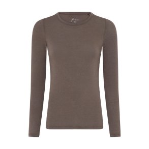 Lucca cashmere ls o-neck top Frau, coffee quartz