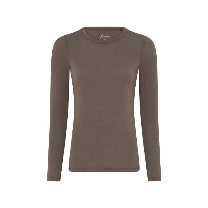 Lucca cashmere ls o-neck top Frau, coffee quartz