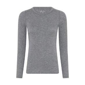 Lucca cashmere ls o-neck top Frau, medium grey melange