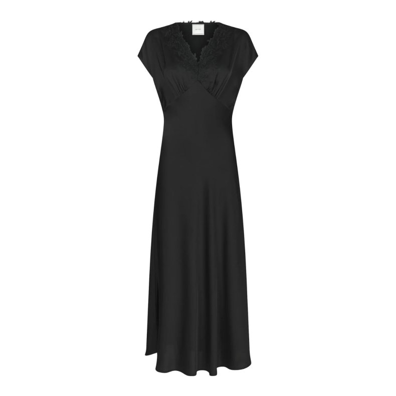 Clarita drapy sateen dress Neo Noir, black