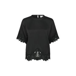 Elle heavy sateen lace top Neo Noir, black