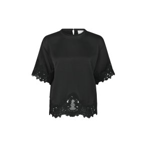 Elle heavy sateen lace top Neo Noir, black