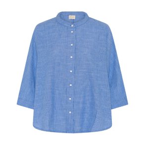 Seoul short shirt Frau, medium blue stripe