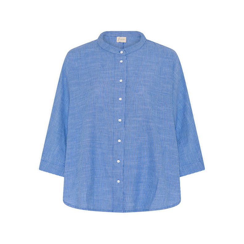 Seoul short shirt Frau, medium blue stripe