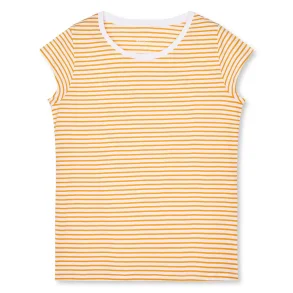 Fine jersey stripe teasy tee Mads N�rgaard, brilliant white/zinnia