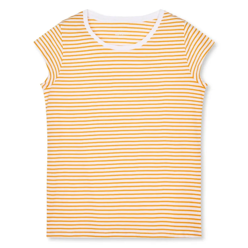 Fine jersey stripe teasy tee Mads N�rgaard, brilliant white/zinnia