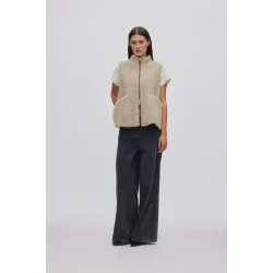 Shearling vest - Channe natural combo X Rabens Saloner, dark brown