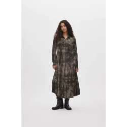 Vija lava button dress Rabens Salloner, grey green combo