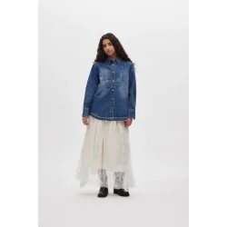 Paia denim bib shirt Rabens Saloner, dark indigo