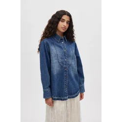 Paia denim bib shirt Rabens Saloner, dark indigo