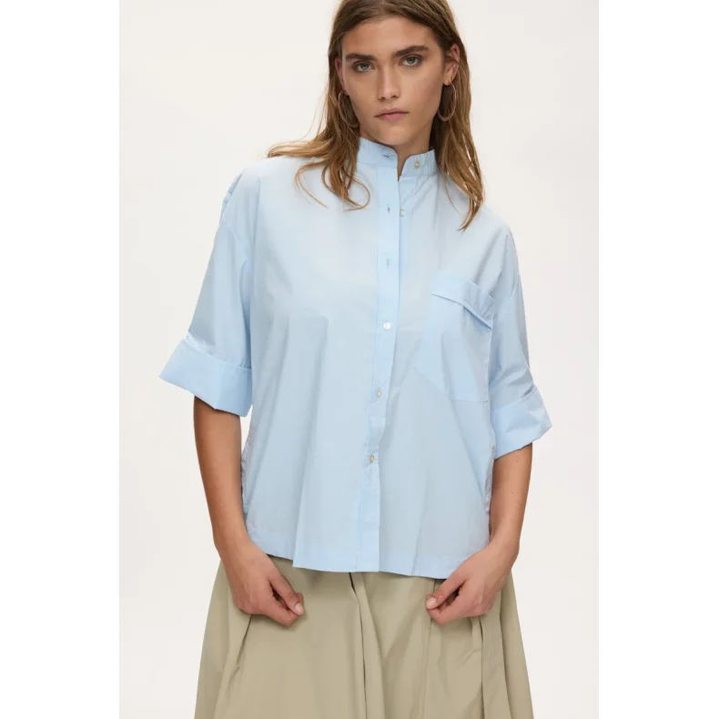 Seval poplin boxy shirt Rabens Saloner, light blue