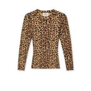 2x2 Cotton Tuba tee LS AOP Mads Nrgaard, leopard AOP/black