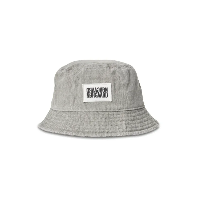 Washed cotton twill bucket hat Mads N�rgaard, grey melange