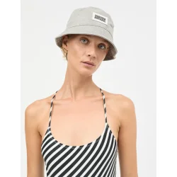 Washed cotton twill bucket hat Mads N�rgaard, grey melange