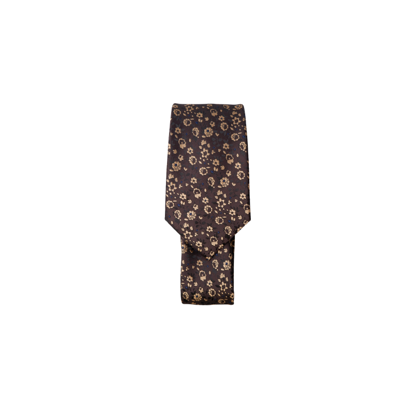 Lulu tie Black Colour, Brown Flower